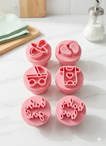 Kit 6 carimbo brigadeiro chá revelação baby 3D