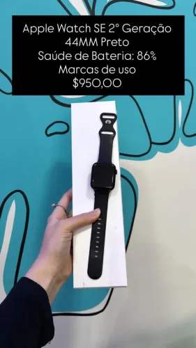 Apple Watch SE 2 geração / semi novo / 44mm preto / saúde de bateria: 86% / $950,00