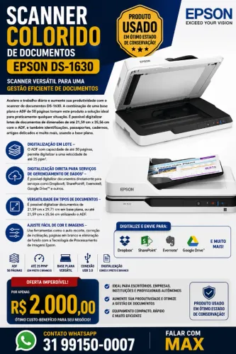 OPORTUNIDADE - Scaner EPSON DS-1630 Alta Performance