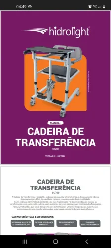 CADEIRA TRANSFERÊNCIA ACAMADOS