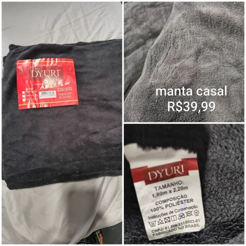 Manta casal preto - 1,80 x 2,20