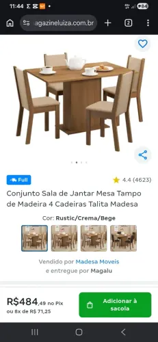 Mesa de jantar 4 cadeiras