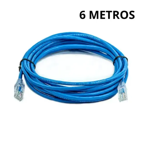 Cabo De Rede Montado Com Conector RJ45 6 Metros CAT 5E 24AWG