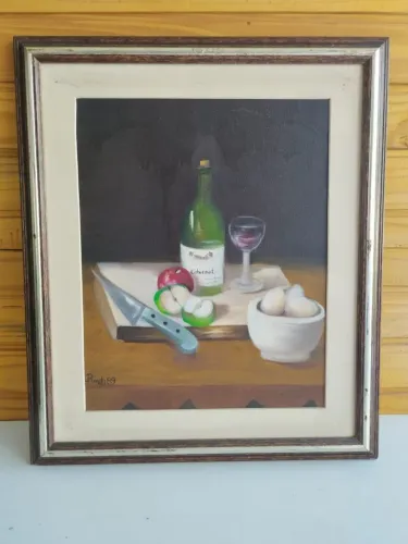 Quadro pintado a mão - com moldura