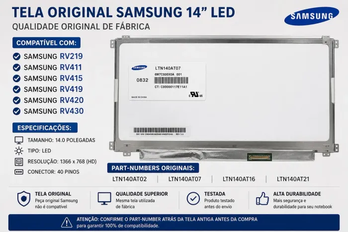 Tela notebook Samsung
