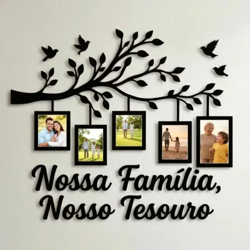 Porta-Retrato Decorativo de Parede - ?Nossa Família, Nosso Tesouro?
