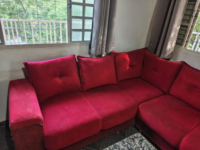 Sofá em L Vermelho