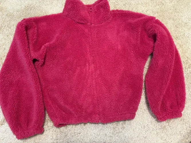 Casaco Teddy cropped rosa pink 