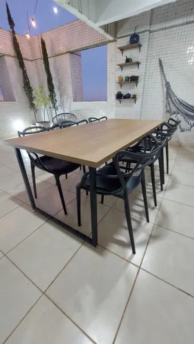 Mesa MDF amadeirado 6 lugares