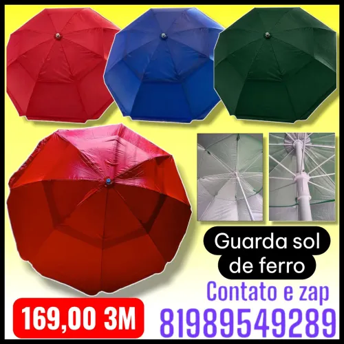 Guarda sol de ferro 3m azul ,verde ou vermelha