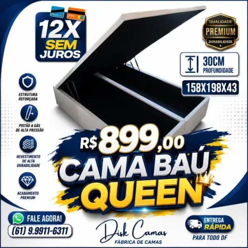 Cama Box Queen Baú Blindada Varias Cores e Tamanhos por apenas R$899,00
