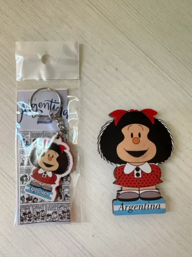 Kit ímã de geladeira e chaveiro Matilda Argentina souvenir turista importado novo