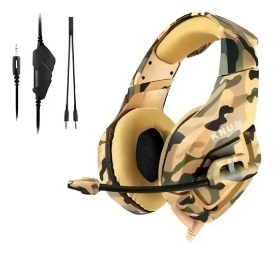 Headset Gamer Camuflado marrom Para Pc PS 4/5 Com adaptador