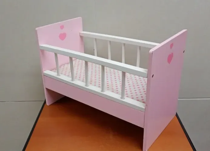 Berço Rosa para Boneca Bebê MDF