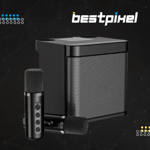 Caixa de Som Bluetooth Karaokê com 2 Microfones - Som Potente