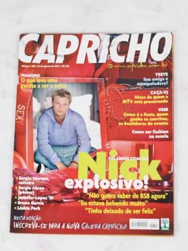 Revista Capricho Agosto 2002 Nick Carter Backstreet Boys - Item de fã colecionador