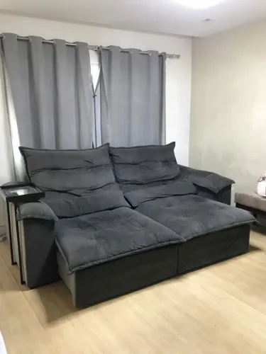 Sofá Grande Cinza Retrátil e Reclinável 3 Lugares