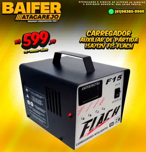 Carregador Auxiliar de Partida 15A/12v F15 Flach