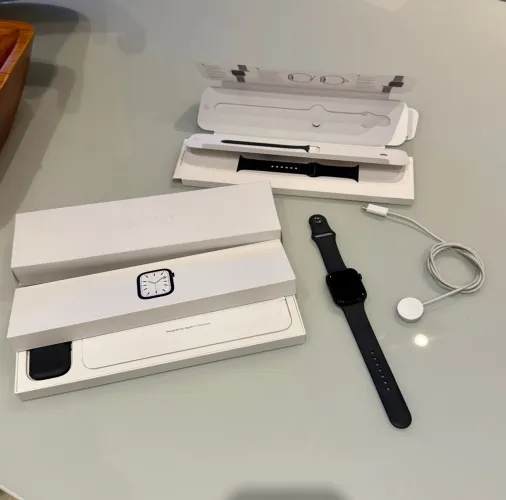 Apple Watch Series 7 GPS 45mm Midnight - Caixa + Carregador