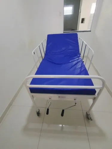 Cama Hospitalar Manual Supra Steel 2 Movimentos com Colchão Aço Branco