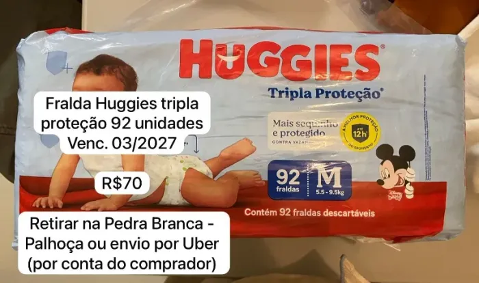 Fralda Huggies Tripla Proteção Tamanho M com 92 unidades