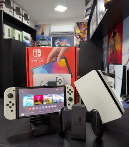 Nintendo Switch Oled Desbloqueado Na Caixa Completo