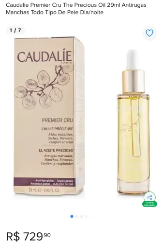 Oil facial Premier Cru The Precious Oil da Caudalie, original, textura leve e sofisticada