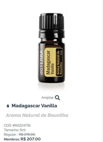 óleo essencial doterra madagascar vanilla 5ml (baunilha)