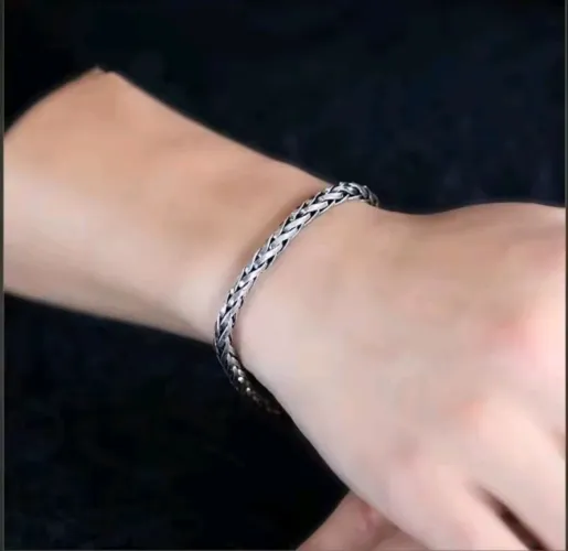 Pulseira masculina folheada a prata