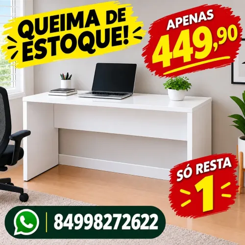Escrivaninha reforçada branca para escritório