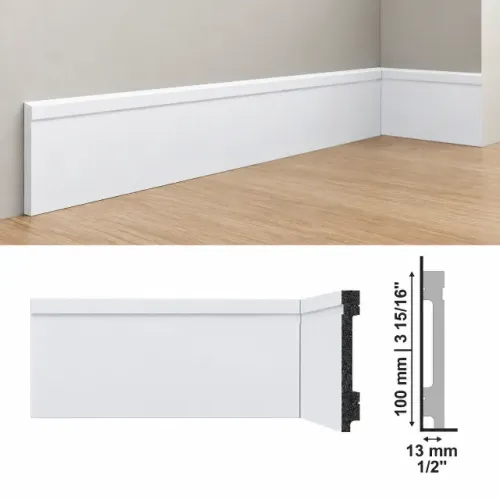 Rodapé Santa Luzia Bellitas B104 10cm Branco - 13X100X2400MM Branco LOTE 34 PEÇAS