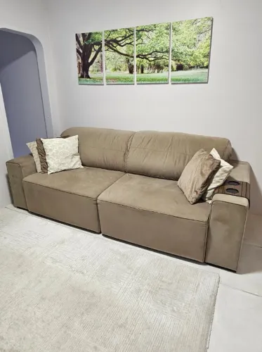 Sofá retrátil em suede com 2,50m