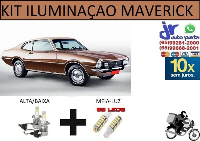 Kit Lampada Ultra LED (Alta/Baixa e Meia-luz) Maverick 6000K 12V 24V