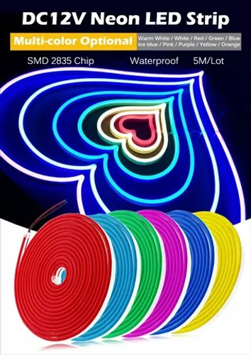 Kit Fita Neon LED Rolo 5m + Fonte 12v 