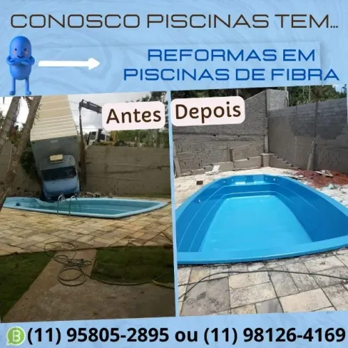 Reformas em piscinas, Troca de vinil por Revestimento em fibra, confira nossos serviços