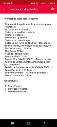 Hoverboard Roxo tem Bluetooth e LED