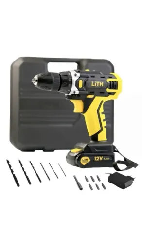 Furadeira e parafusadeira de 12 v com acessórios e maleta, entrego 