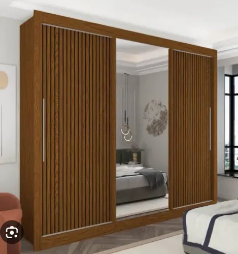 Guarda Roupa Casal Mdf Com Espelho Novo