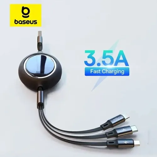 Baseus Cabo Retrátil Triplo de Carregamento 100W OFF. R$65,00 Pix