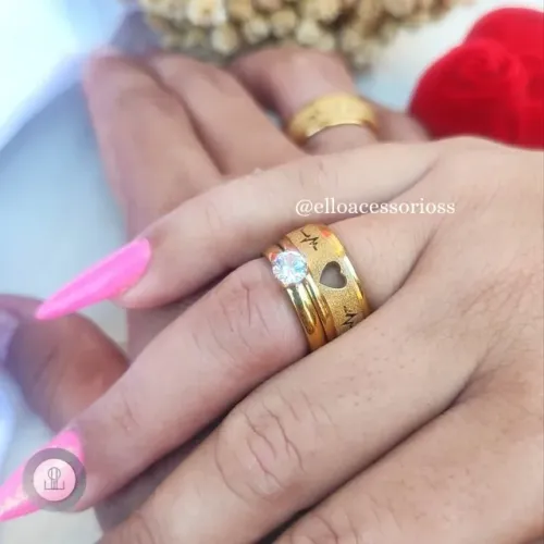 Par de Alianças Banhado a Ouro 18k