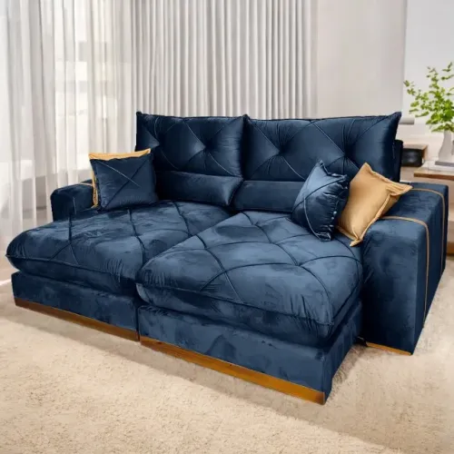 Sofá Retrátil e Reclinável Gran Bello 2.00m Veludo- Produto Novo Entrega Rápida