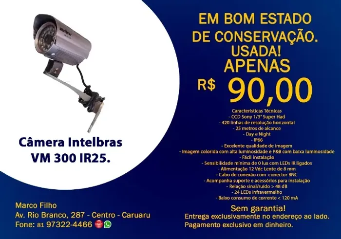 Câmera Intelbras VM 300 IR25.