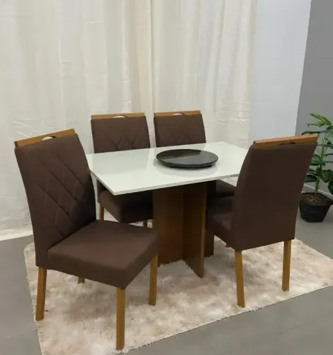 Mesa de Jantar Los Angeles com 4 Cadeiras Bali Marrom 
