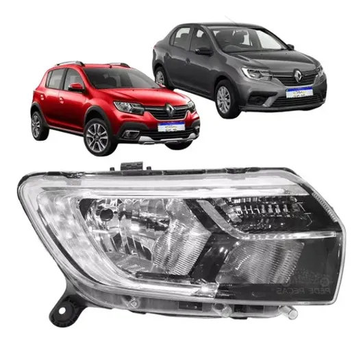 Farol Renault Sandero Logan 2020 2021 2022 2023 2024 Led Ld - Direito/passageiro