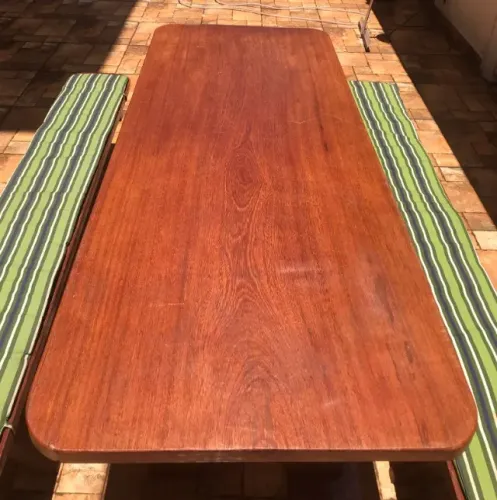 Mesa de angelim com bancos - área de churrasco
