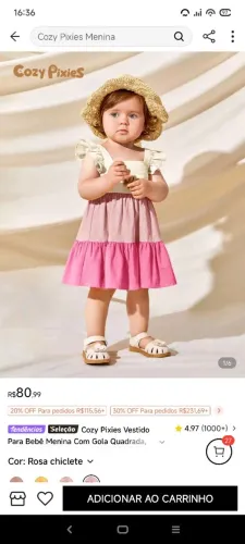 Vestido Infantil Menina Bebê Shein (Novo)