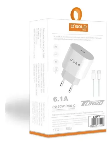 CARREGADOR USB-C 6.1A PD 30W CA31-3 GOLD