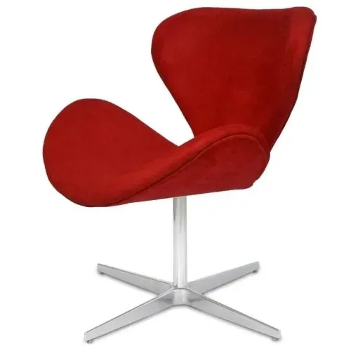 Poltrona Giratória de Suede Vermelho, Base de Alumínio