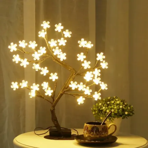 Decoração Árvore Cerejeira, 60 leds Luminária de Mesa, Enfeites de mesa
