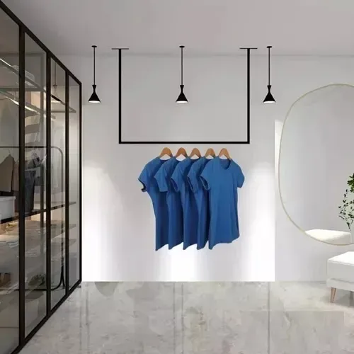 Arara de Roupas de Teto Dourada